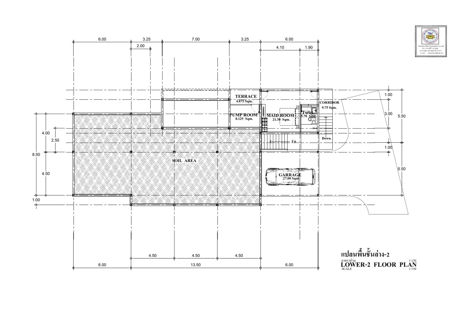 Plot 6 lower-2 floor plan — garage, maid room, pump room